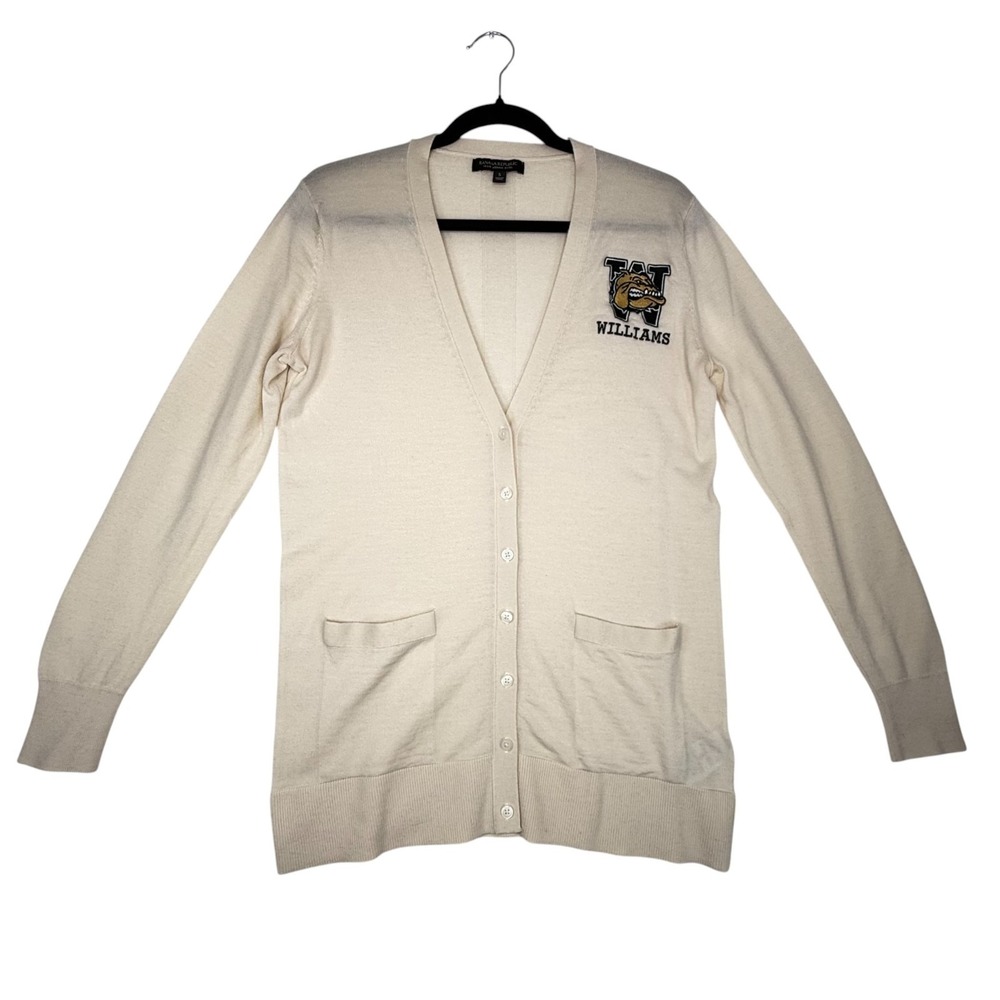 Banana Republic 100% Merino Wool Cardigan S Ivory Button Front Longline Williams